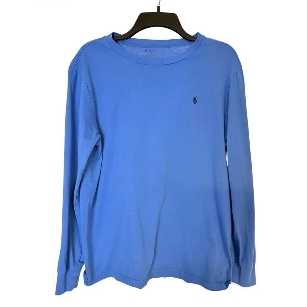Polo Ralph Lauren Shirt Boys XL (18-20) Blue Long Sleeve Cotton Crew Neck Tee
